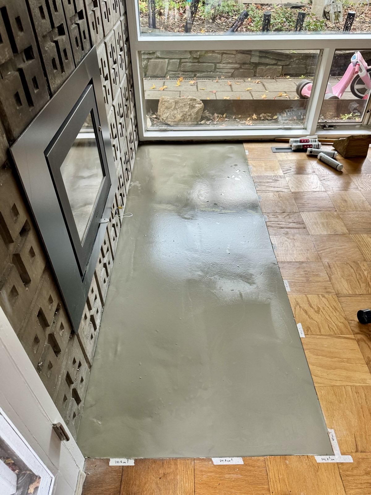 hearth after leveling concrete