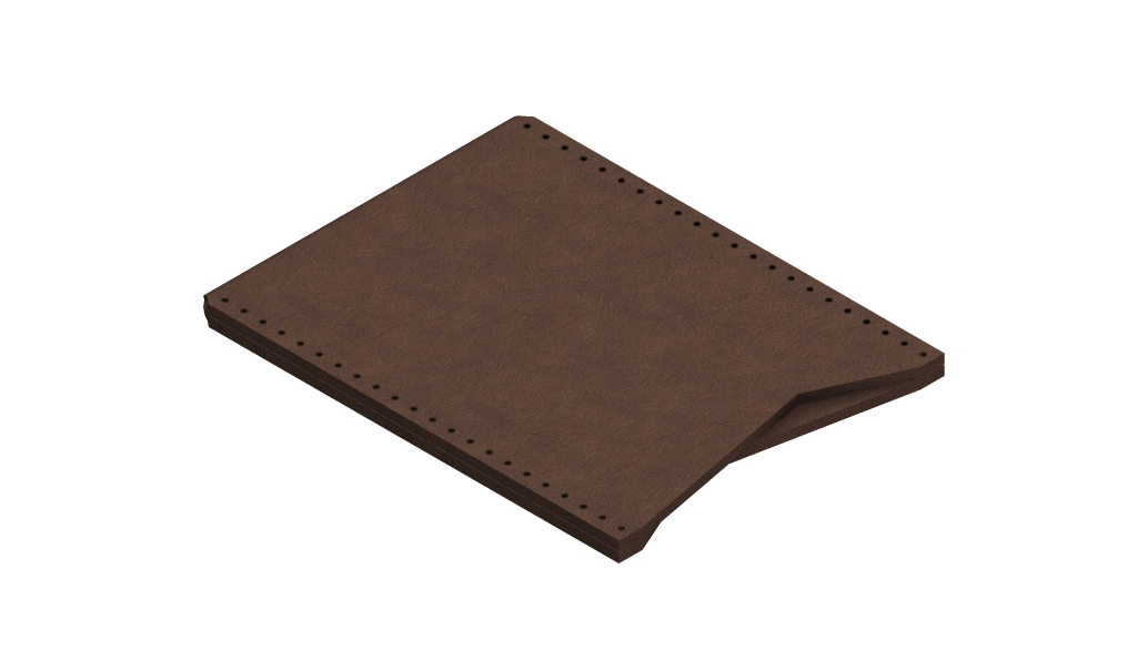 an isometric rendering of a wallet after assembly