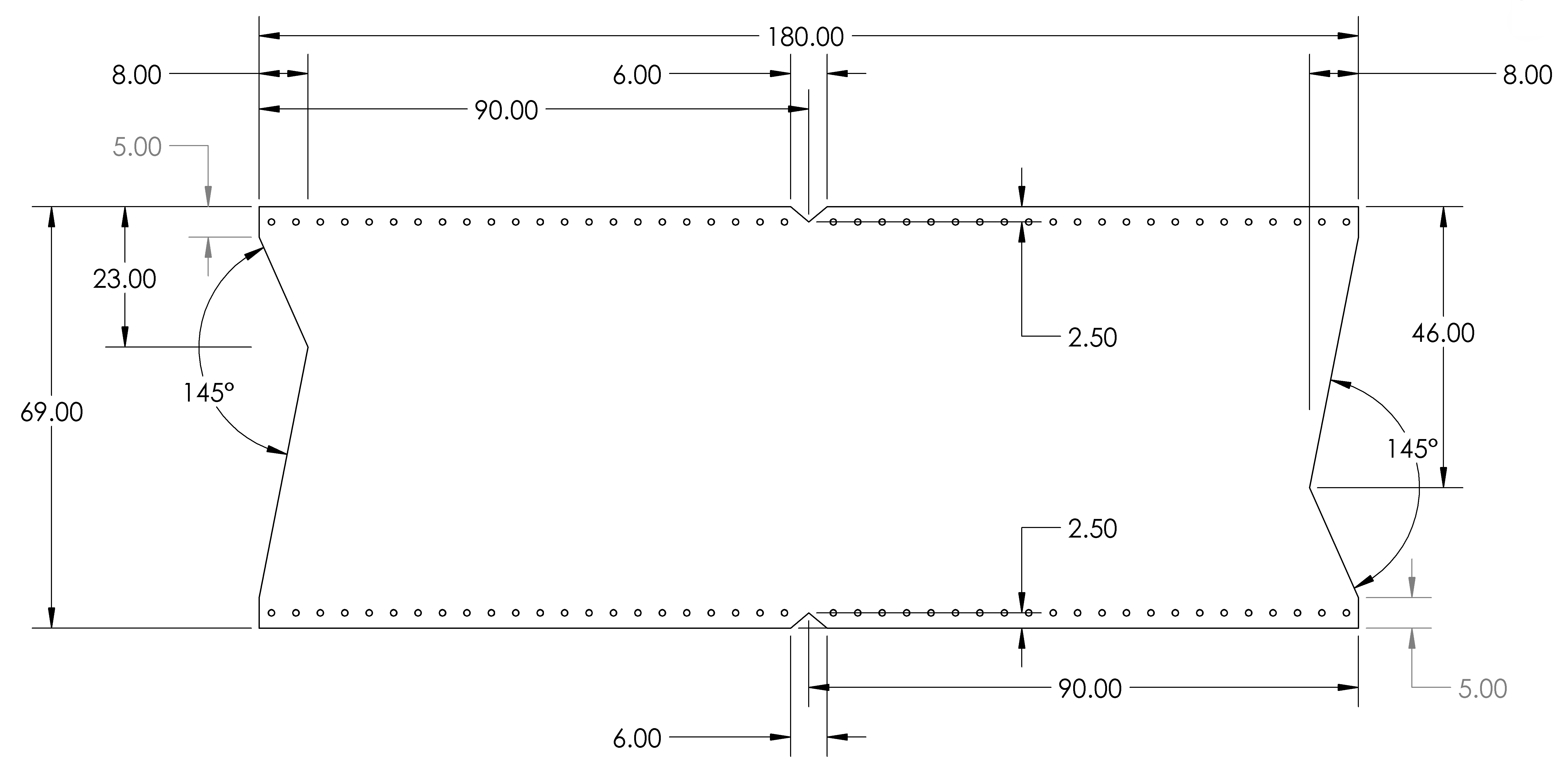 a dimensioned drawing of a wallet before assembly