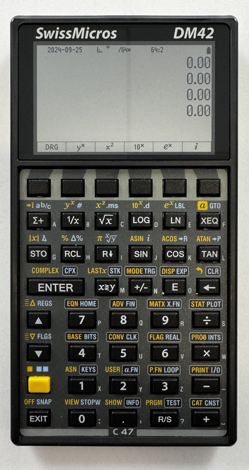 A DM42 calculator, running C47 OS.