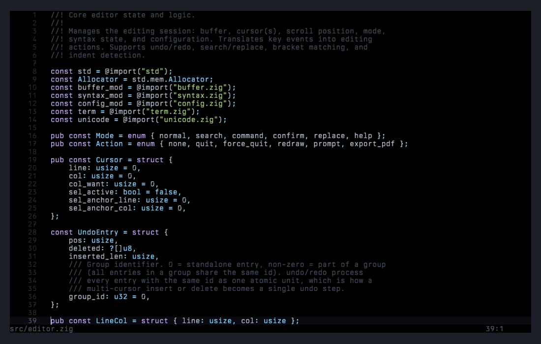 default dark theme with restrained syntax highlighting