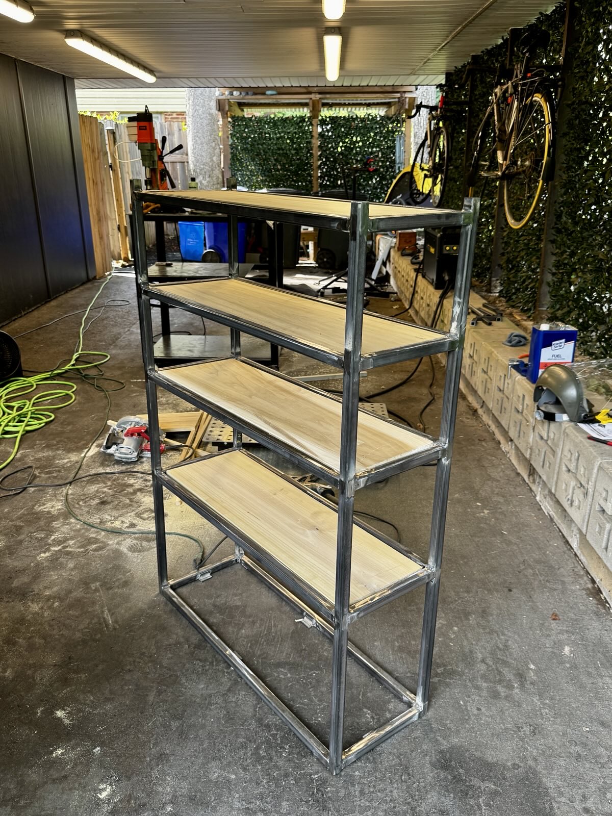 Building the shoe rack.